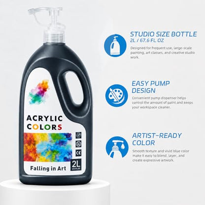 Falling in Art Black and Titanium White Acrylic Paint, Large 135.2 Oz Premium Pouring Acrylic Paint, Perfect for Canvas, Wood, Ceramic, and More - color: Black and Titanium White