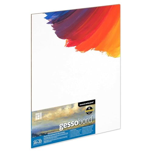 Ampersand Art Supply Gesso Wood Painting Panel: Museum Series Gessobord, 16" x 20", White - size: 16X20, style: 1/8 Inch Depth