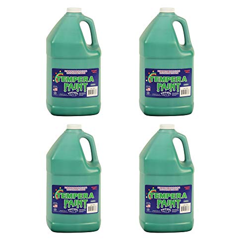 Constructive Playthings Washable Tempera Paint for Kids, Classroom Painting Supplies, Set of 4 Gallons, Green - color: Green, size: 128 Fl Oz (Pack of 4)
