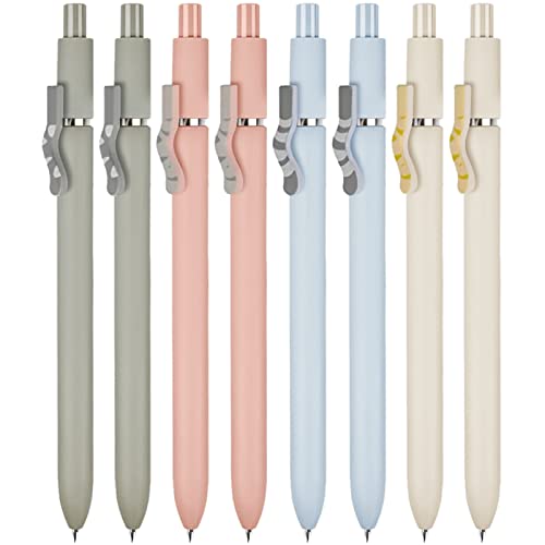 UIXJODO Cat Pens, 8 Pcs 0.5mm Cute Kawaii Black Ink Fine Point Smooth Writing, High-End Series Cat's Tail Retractable for Journaling Note Taking - color: 8 Pcs Cat