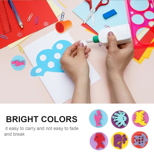 DOITOOL 6Pcs Kids Painting Sponge Stamps Set DIY Foam Seal with Ocean Animal Shapes for Preschool Craft Art Easy Clean Portable 2.28 Inch