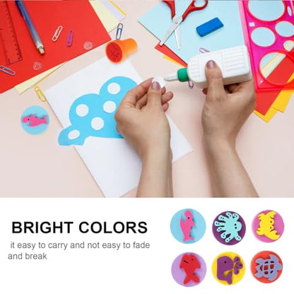DOITOOL 6Pcs Kids Painting Sponge Stamps Set DIY Foam Seal with Ocean Animal Shapes for Preschool Craft Art Easy Clean Portable 2.28 Inch