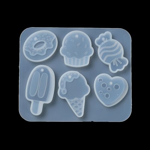 1PC Ice Cream/Cake Shape Pendant Silicone Molds Summer Style Resin Epoxy Casting Molds for Earring Necklace Keychain Charms Pendants Jewelry Making DIY Gem Cabochon Craft Supplies White 88x76x6mm, - color: White-23