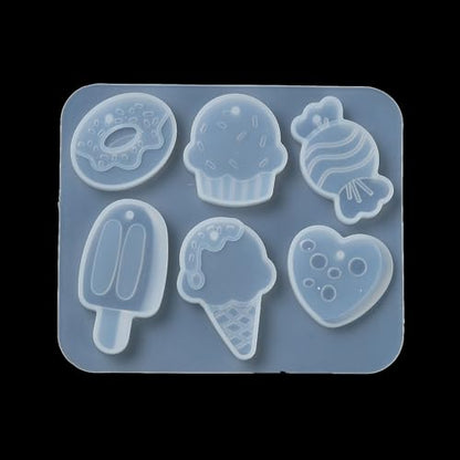 1PC Ice Cream/Cake Shape Pendant Silicone Molds Summer Style Resin Epoxy Casting Molds for Earring Necklace Keychain Charms Pendants Jewelry Making DIY Gem Cabochon Craft Supplies White 88x76x6mm, - color: White-23
