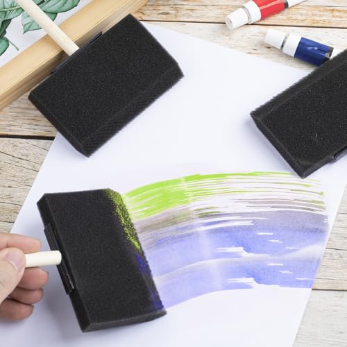 SmallCat 4 PCS Foam Paint Brushes, 3.96 Inch Foam Sponge Brushes for Varnishes, Reusable Sponge Brushes with Wood Handles for Painting, Staining, and DIY Crafts - Black - size: 4"(4pcs)