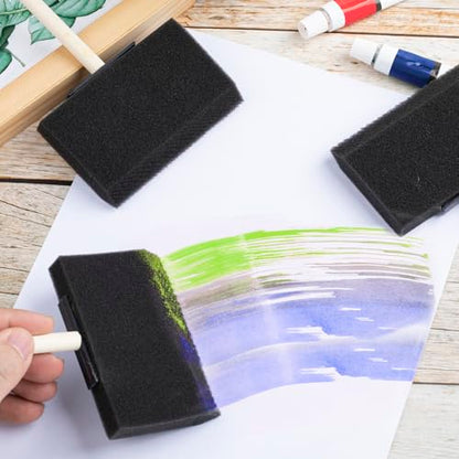 SmallCat 4 PCS Foam Paint Brushes, 3.96 Inch Foam Sponge Brushes for Varnishes, Reusable Sponge Brushes with Wood Handles for Painting, Staining, and DIY Crafts - Black - size: 4"(4pcs)