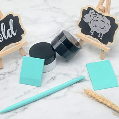 Chalk Stencils Paste Self-Adhesive Screen Ink, Reusable Screen Paste Transfer Tool, 2 Cans of Chalk Ink and 2 Screen Printing Squeegees. - color: 2 colors Jars Chalk Paste With 2 Pcs Tool