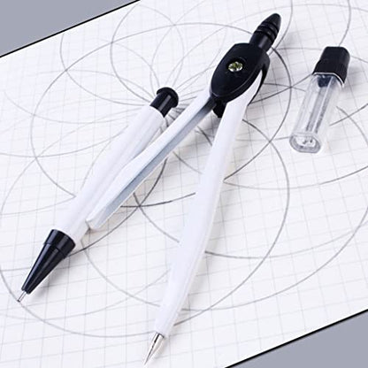 LUNIZ Drawing Compass Compass Metal Student Exam Drawing Size Stationery Set School Study Stationery Multifunctional Compass Straight Ruler Triangle Drafting Tools
