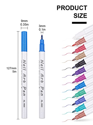 12 Color 3D Nail Art Pens Set, Kalolary Nail Point Graffiti Dotting Pen Drawing Painting Liner Brush for DIY Nail Art Beauty Adorn Manicure Tools - color: E