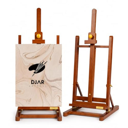 DJAR Medium Tabletop Painting Easel, Assembly-Free, Solid Beechwood, Walnut | Adjustable H-Frame Desktop Painting Stand, Holds canvases up to 27.5", Premium Art Supplies for Students and Beginners - style: Walnut