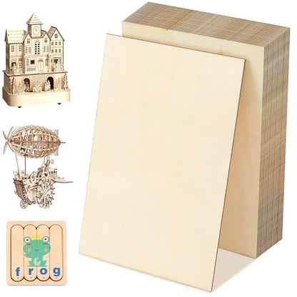 24 Pack Basswood Sheets 4x6 x 1/16 Inch Thin Plywood Balsa Wood Sheets Unfinished Wood Squares Boards Balsa Wood Sheets for Crafts Laser Cutting Wood Burning and Drawing (4 x 6 inch) - size: 4 x 6 inch