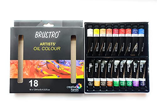 BRUSTRO Artists Oil Colour Set Of 18 Colours X 12Ml Tubes 12 ml tubes