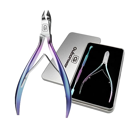 Cuticle Trimmer 3/4 Jaw Extremely Sharp Cuticle Nippers Scissors Stainless Steel Clippers Cutter Remover Pedicure Manicure Nail Tool, cuticle pusher, nail cuticle trimmer professional cuticle cutter - color: Cuticle Nippers+cuticle Pushers/Colorful-s