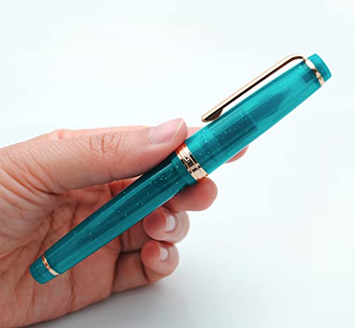 JINHAO 82 Fountain Pen with Gold Clip (F Nib 0.5mm, Fluorescent Peacock Blue) - color: Fluorescent Peacock Blue
