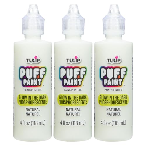 Tulip Puff Glow In The Dark Fabric Paint, Permanent Craft Paint for Clothes, DIY Projects, Notoxic, 4 fl oz 3-Pack, Glow Natural - color: Glow Natural