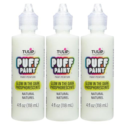 Tulip Puff Glow In The Dark Fabric Paint, Permanent Craft Paint for Clothes, DIY Projects, Notoxic, 4 fl oz 3-Pack, Glow Natural - color: Glow Natural