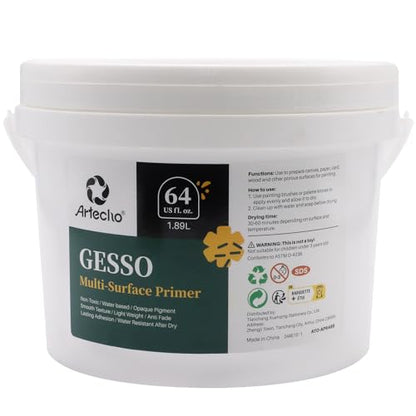 Artecho White Gesso 64oz / 1.89L | Gesso Primer, For Acrylic Painting - color: white, size: 64 Fl Oz (Pack of 1)