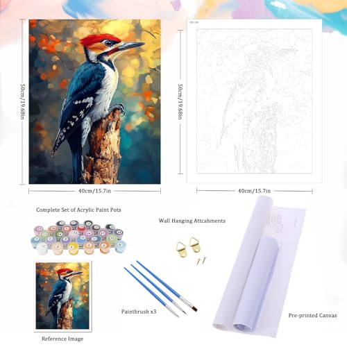 Natuyalo Bird Paint by Numbers Kit for Adults Beginner Animal DIY Painting Kits for Adults - Linen Canvas, Acrylic Pigment, 3 Paint Brushes, Waterproof Durable, Frameless, 16x20 Inch - color: PIC-09