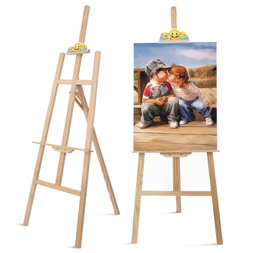 Wooden Easel Stand for Sign and Painting - Adjustable Artist Easel for Adults - Home & Wedding Display, Art Easel with Canvas Holder for Studio, Classroom - color: Primary Colour