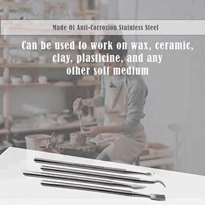 A2ZScilab - Stainless Steel Spatula Wax & Clay Sculpting Tool Carver Set, Carving Pottery Tools - Sculpture Shaper Polymer Modeling Tools for Clay, Pottery, Ceramics Artwork & Holiday Crafts (4PK) - style: 4PK