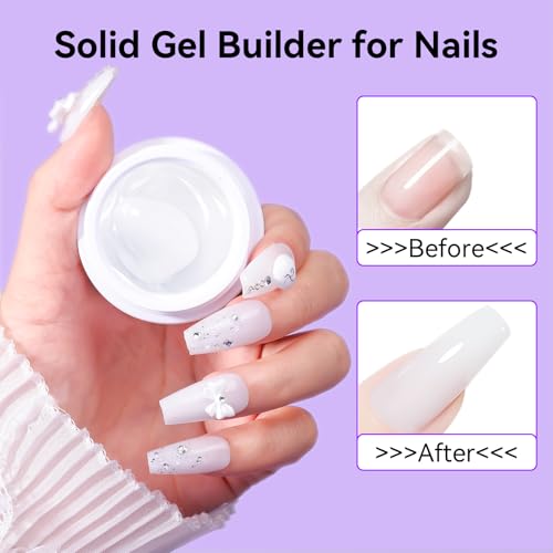 Makartt White 3d Gel Nail Art: 4-in-1 3d Nail Gel Sculpting Gels White Non-sticky for Extension, Shaping, 15ML Solid Builder Nail Gel for Nail Strengthen & Sculpture Gels for Nails Salon Home - color: White