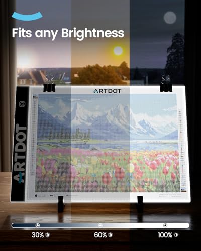 ARTDOT A4 LED Light Pad for Diamond Painting Kits for Adults, USB Powered Adjustable Brightness Diamond Art Light Board with Accessories - size: A4