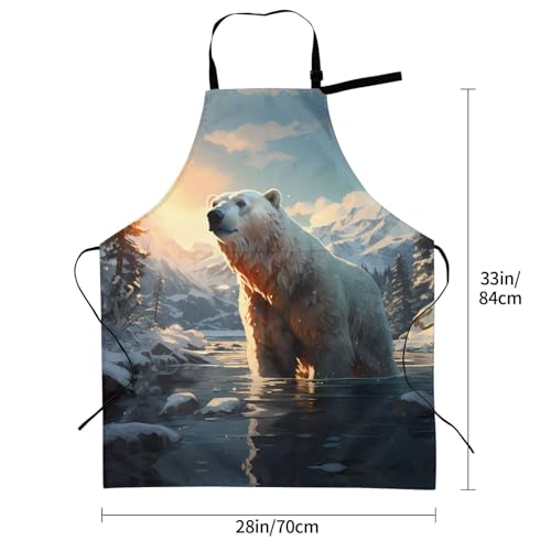 Prancing Brown Horse Heavy Duty Waterproof Apron with Pockets for AdultsResistant Grilling, Gardening, Painting - color: Polar Bear in Winter