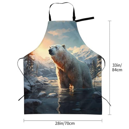 Prancing Brown Horse Heavy Duty Waterproof Apron with Pockets for AdultsResistant Grilling, Gardening, Painting - color: Polar Bear in Winter