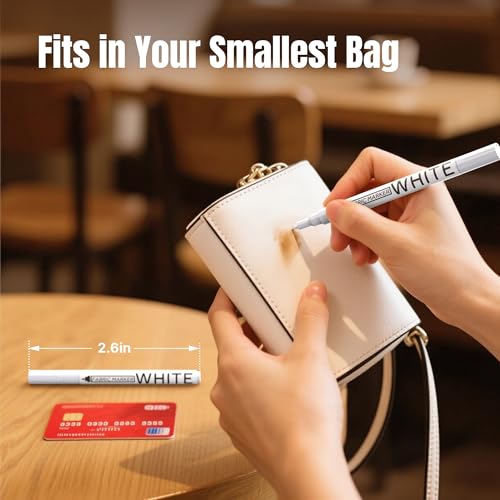 Gain-Art White Fabric Marker Pen, 0.7mm Fine Tip for Stain Cover on Clothes, DIY Art & Permanent Marking on Shoes/Leather - 2 Pack