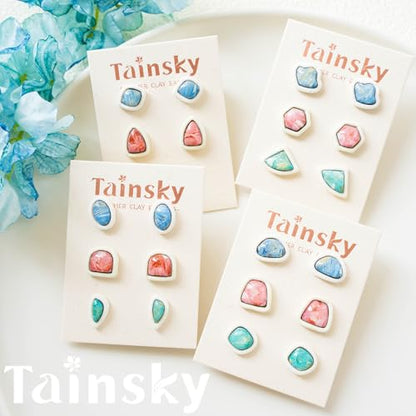 Tainsky 20 Shapes Embedded Polymer Clay Cutters - Gem Studs Clay Jewelry Making Tools, Earring Cutters (Studs) - color: Stud Set
