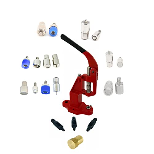 Hobby Trendy Hand Press Set with Hole Punches, Essential Dies for Snap Buttons, Eyelets, Grommets, Rivets Setting (Red Press) - color: Red Press