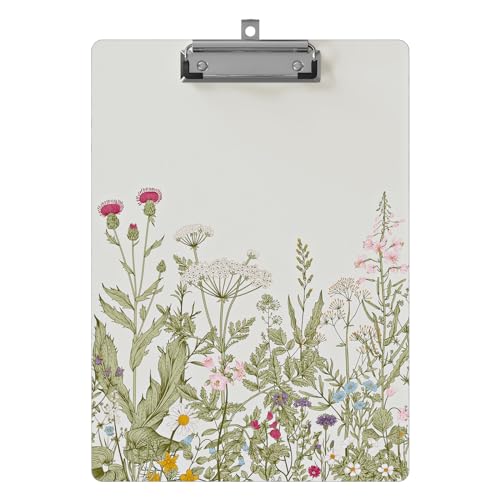 Clipboard Design Decorative Clipboards A4 Letter Size Wooden Cute Clip Board Hanging for Shool Office Supplies, Standard Size 9" x 12.5" with Low Profile Metal Clip (Garden Flowers) - color: Garden Flowers, size: Portrait Clipboard（9" x 12.5"）