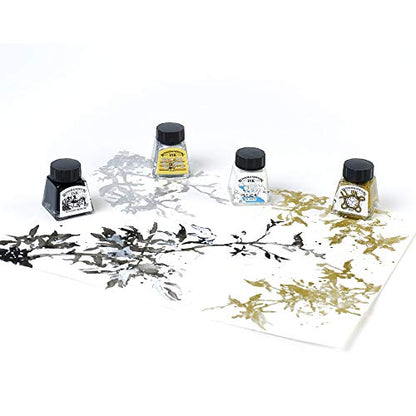 Winsor & Newton Collection Drawing Ink Set, Set of 4, Black, White, Metallic Tones - style: Metallic Tones
