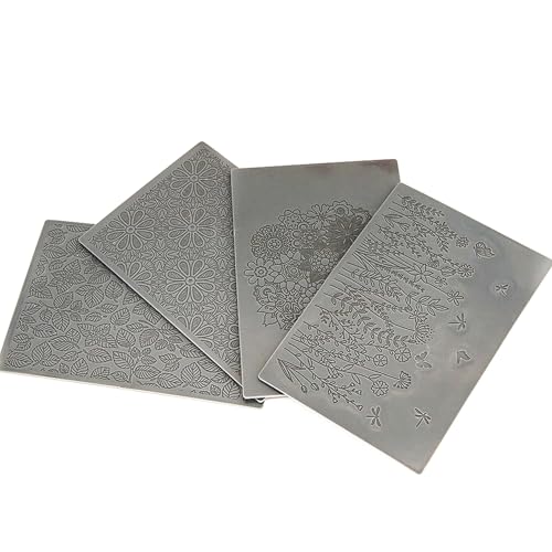 Flowers Leaves Pattern Polymer Clay Texture Sheets for Earring Jewerly Making,Boho Style Wildflowers Texture Mat for Polymer Clay Projects Polymer Clay Earrings Tools，4pcs/Pack
