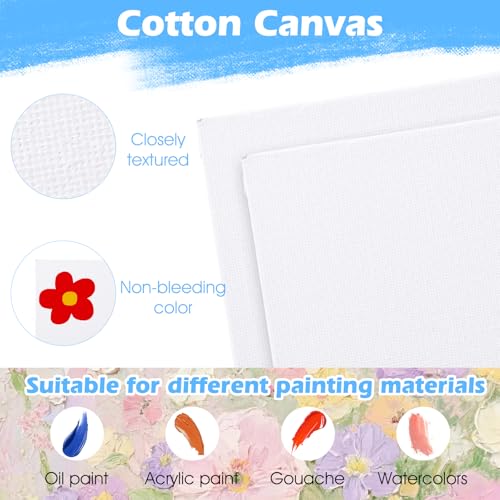 20 Pack 5.9In Canvas Boards for Drawing, Mini Painting Canvas with Easel Set, Painting Kits