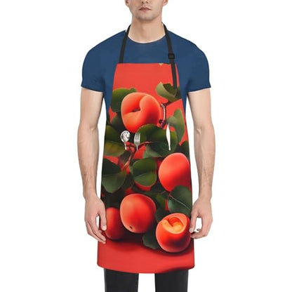 Cartoon heart sun Heavy Duty Waterproof Apron with Pockets for AdultsResistant Grilling, Gardening, Painting - color: Red Apricot