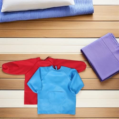 2pcs Long Sleeve Waterproof Painting Aprons with Pocket, Comfortable Polyester Material, Stain Prevention for Cooking and Art Activities, Full Coverage Aprons