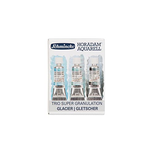 Schmincke Horadam® Aquarell, Super Granulation Trio Glacier, 5 ml Tubes, 74 616 097, Cardboard Set, Very Strong Granulating colors, Finest, Super Granulating Watercolors - color: Glacier, size: 0.51 Fl Oz (Pack of 1)