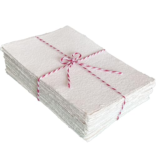 300 GSM Deckle Edge Cotton Paper - Soft, Textured Handmade Sheets for Invitations, Artwork, Stationery, and DIY Crafting (Pack of 25) (5 x 7 inch) - size: 5 x 7 inch