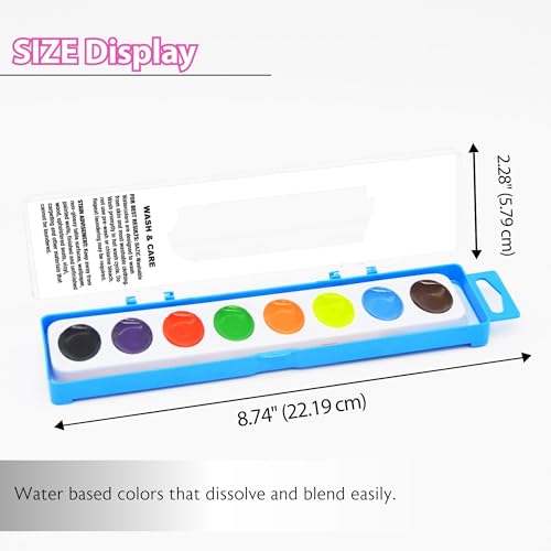 BAZIC PRODUCTS 8-Color Semi-Moist Watercolor Set with Brush | brush in a storage case for kids and school art
