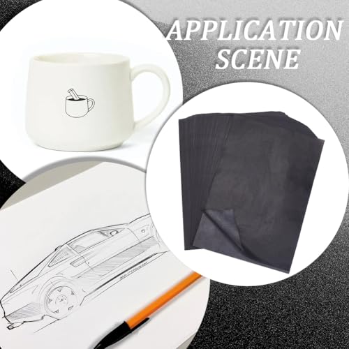 100 Sheets 11.7 x 8.3 Inch Black Transfer Paper Carbon Tracing Paper Rectangle Graphite Canvas Transferring Crafts Pages Accessories for DIY Making Woodworking Drawing Board Art Projects - color: Black