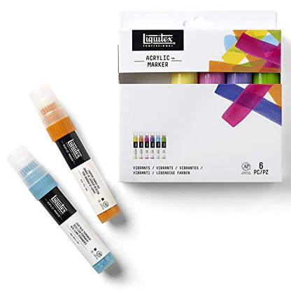Liquitex Professional Paint Marker Set, 6 Piece, Vibrants - style: Vibrants Wide 6 Set