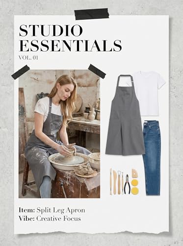 Molaxhome Split Apron with 3 Pockets,Unisex Pottery Apron with Adjustable Strap for Kitchen Ceramics - color: Grey