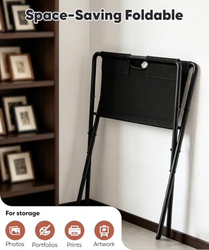 Mocomax Canvas Art Print Rack, Portable Folding Art Display Stand for Painting, Posters, Artwork, Prints, Canvas, Panels, Art Storage Drying Rack in Artist Galleries, Studios, 22.4"Wx25.8"Dx40.5"H (M) - size: Medium