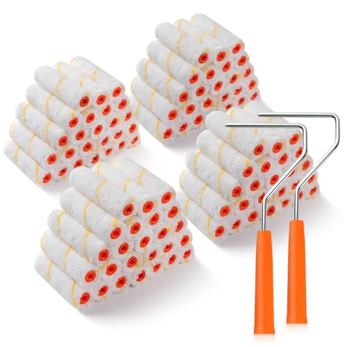 100 Pack Microfiber Paint Roller 4 Inch, Mini Paint Roller Covers,3/8 Inch Nap, Small Paint Rollers for House Painting with Paint Roller Frame, Wall Painting Tool - size: 4 Inch,100 Pack