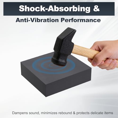HARFINGTON Rubber Bench Block 2"x2"x0.6" Black Rubber Stamping Block Square Anti Vibration Pads for Jewelry Making Hammering Shaping Chasing Flattening Metals - size: 2"x2"x0.6"
