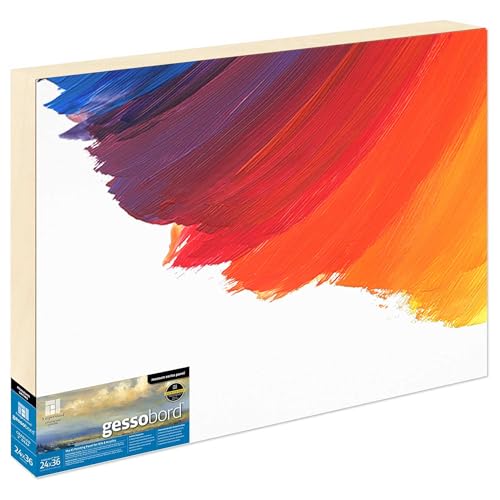 Ampersand Art Supply Museum Series Gessobord | 24x36 | 2" Cradled Profile | Gesso Wood Painting Panel for Oil and Acrylic Paint & Mixed Media | Canvas Panel Alternative in Professional Art Supplies