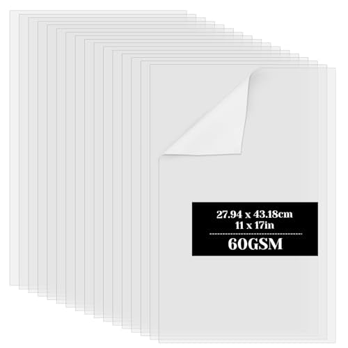 100 Sheets 11x17 Inch Translucent Vellum Paper, 60 GSM Vellum Tracing Paper Translucent Printable for Wedding Invitations, Drawing, Sketching, Belly Bands, Architectural Design