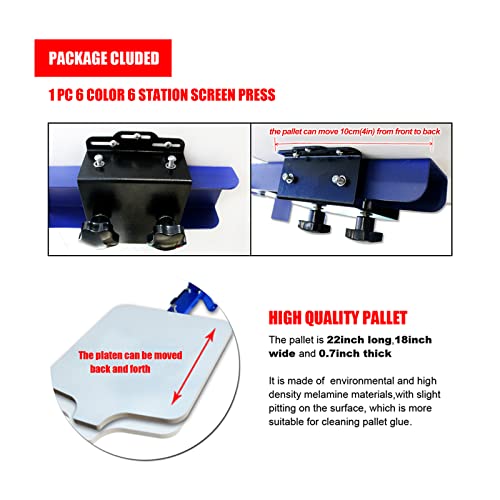 Tianiuseen 6 Color 6 Station Screen Printing Kit Screen Printer Silk Printing Press Equipment Material Screen Printing Flash Dryer for T-Shirt DIY