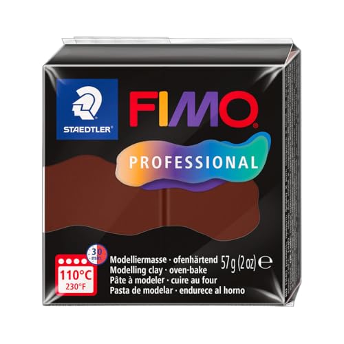 STAEDTLER Polymer Modelling Clay - FIMO Professional - Oven Bake Clay - Chocolate, 57g - 1 Block, 8040-77 - color: Chocolate
